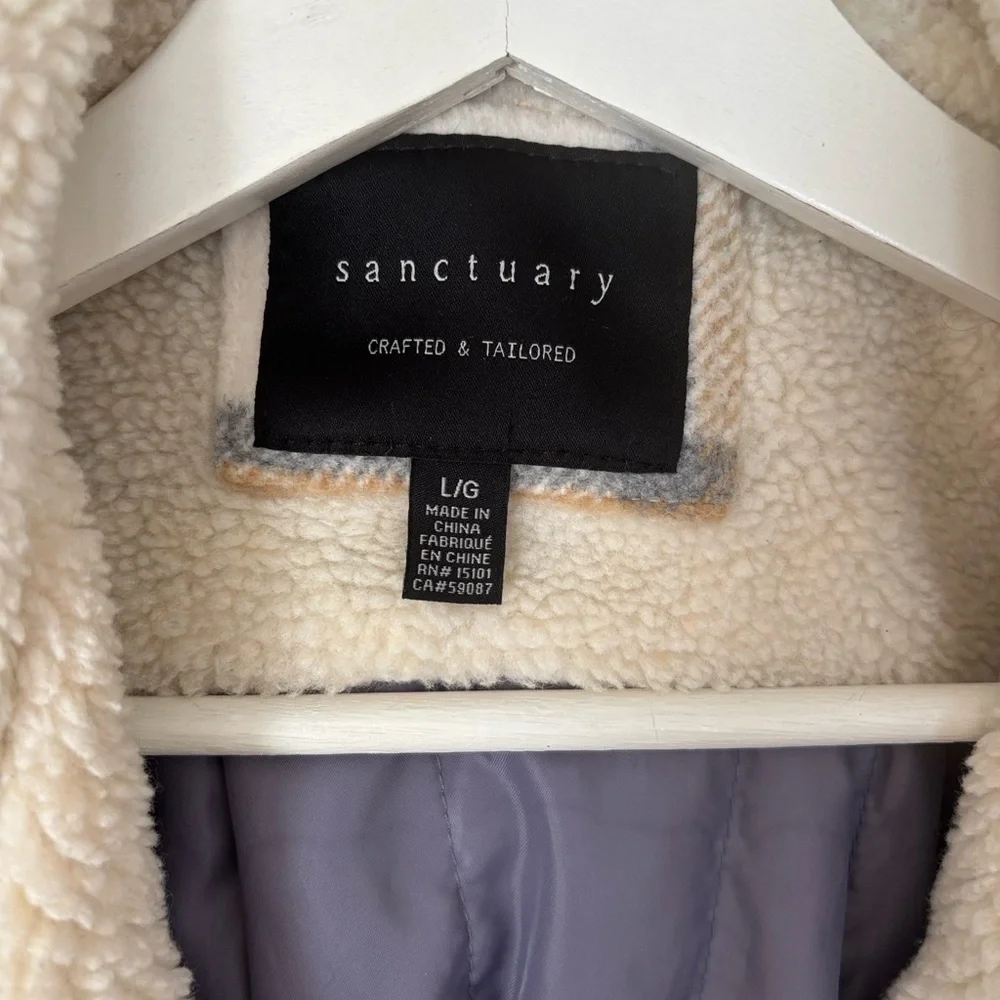 Anthropologie Hooded Plaid High Pile Fleece Lined Shirt Jacket L - Picture 10 of 12